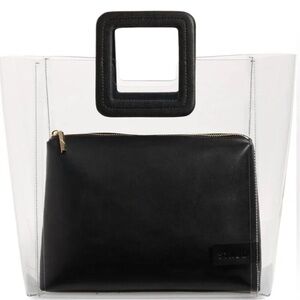STAUD Black Transparent Tote with Square Handle